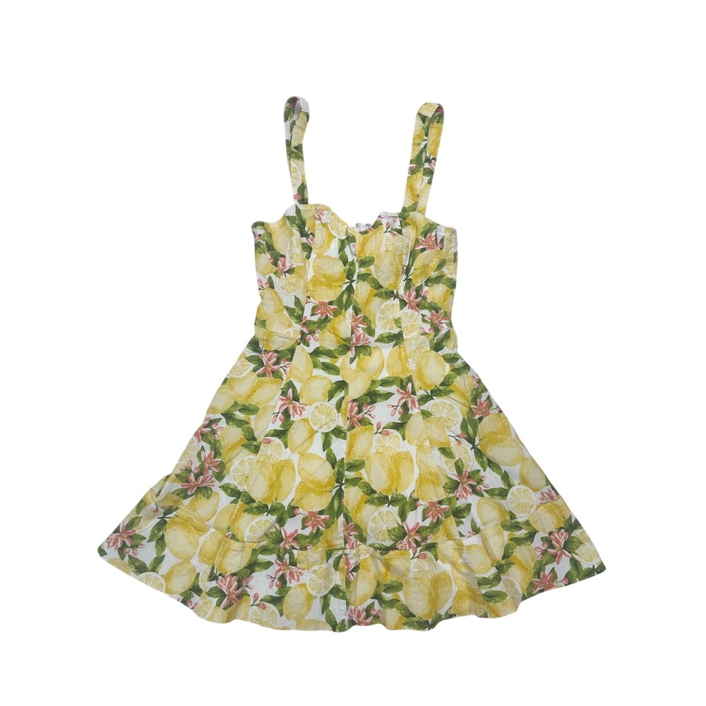 AVEC LES FILLES Lemon Corset Style Lemon Printed Mini‎ Dress Size 6